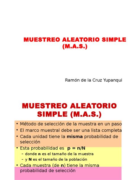 2 Muestreo Aleatorio Simple Pdf Muestreo Estadísticas Estimador