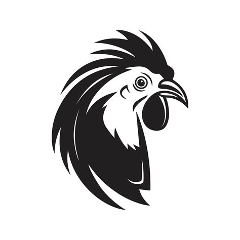 Chicken Logo Concept Black And White Color Hand Drawn Illustration