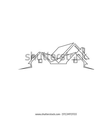 Logo Design Real Estate Continuous Line Stock Vector Royalty Free