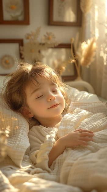 Premium Photo Serene Morning Child In Sunlit Slumber