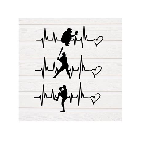 Baseball Players Svg Heartbeat Etsy