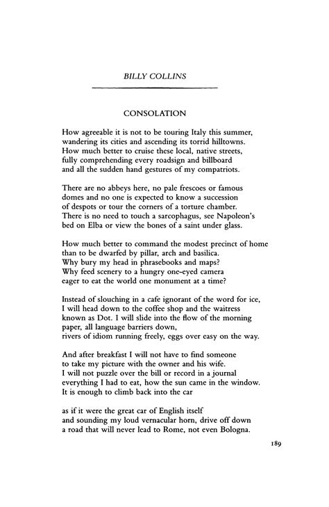 Consolation By Billy Collins Poetry Magazine Poetry Magazine Words