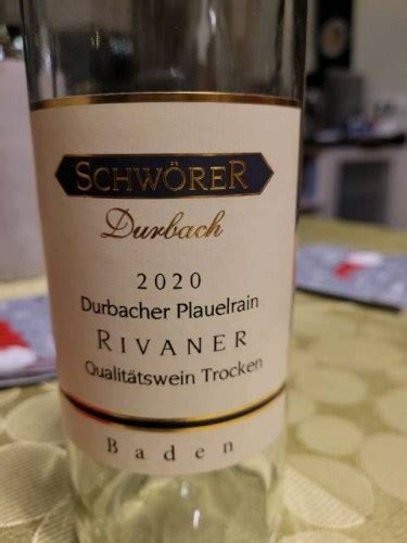 Weingut Schwörer Durbacher Plauelrain Rivaner Trocken Vivino US