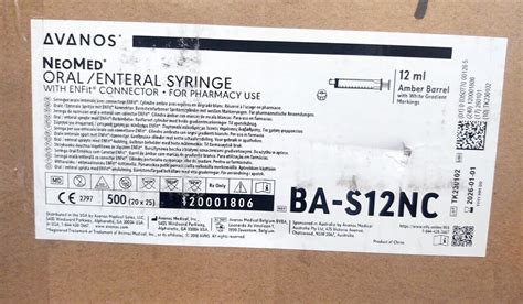 New Avanos Ba S12nc Neomed Oral Enteral Syringe W Enfit Connector