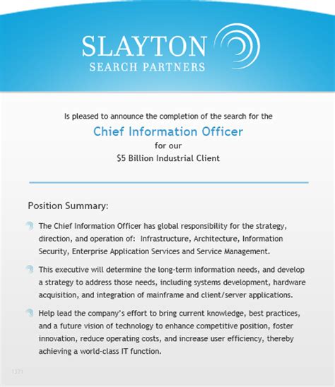 Chief Information Officer | Slayton Search Partners