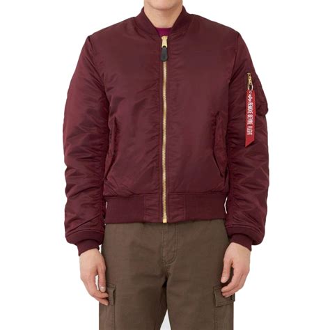 Mens Alpha Industries Ma 1 Slim Fit Flight Jacket Maroon Shop