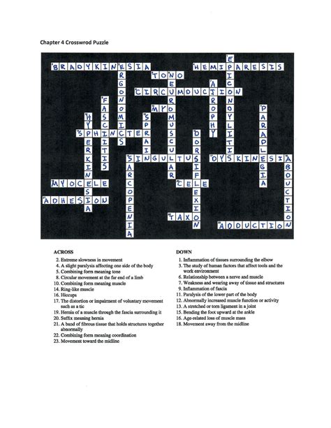 Medical Terminology Crossword Puzzle Answers Prntbl