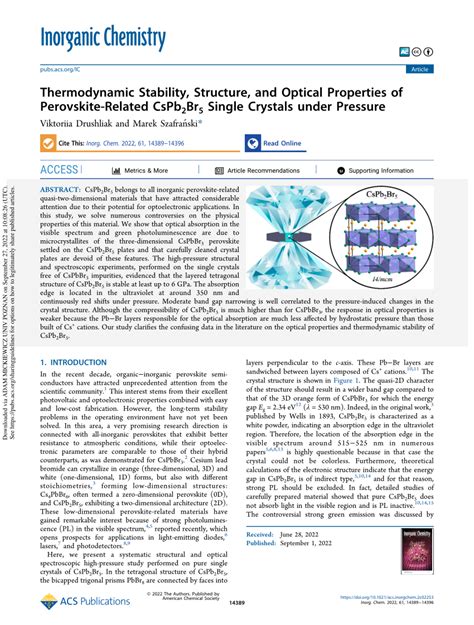 PDF Thermodynamic Stability Structure And Optical Properties Of