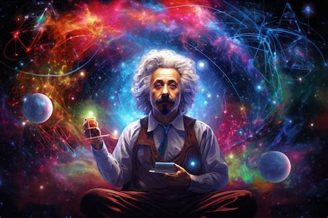 Premium Ai Image Einstein With Science Cosmic