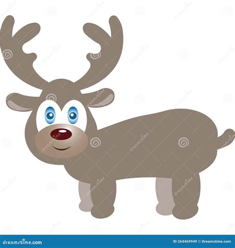 Cartoon Deer. Deer with Antlers. Wild Animal Stock Vector