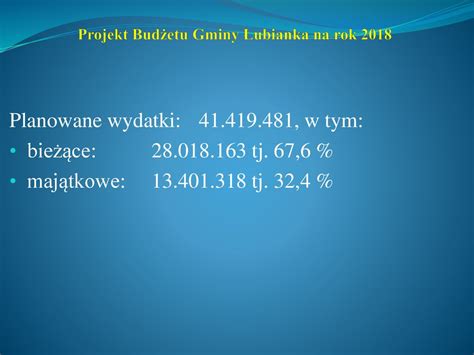 Projekt Budżetu Gminy Łubianka na rok ppt pobierz