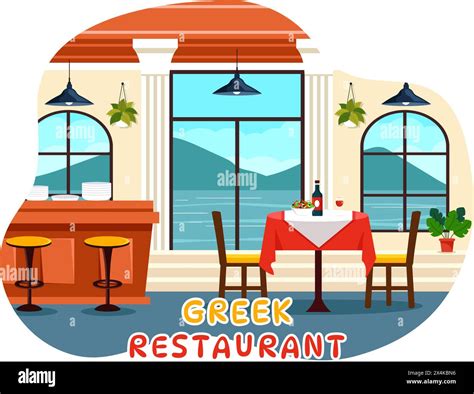 Greek Cuisine Restaurant Vector Illustration With Set Menu Delicious