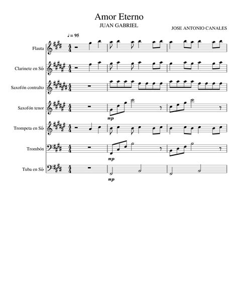 Amor Eterno En Proceso Sheet Music For Flute Clarinet Alto Saxophone Tenor Saxophone