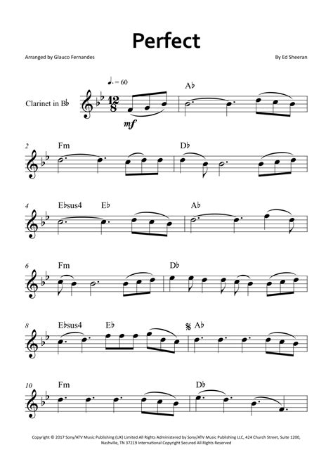 Perfect Arr Glauco Fernandes Sheet Music Ed Sheeran Clarinet Solo