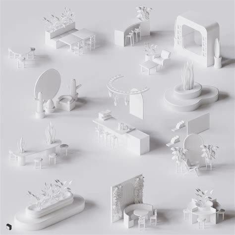 3D Model Botanical Cafe Setups - Toffu Co