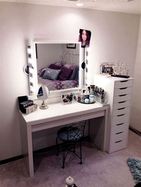 Furniture Ikea Vanity Makeup Table With Lights And Drawers Show Perfect Beauty In Maximum Way