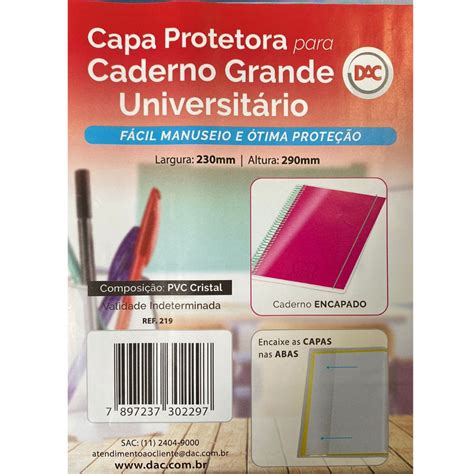 Capa Pl Stica Protetora Caderno Grande Universit Rio Dac