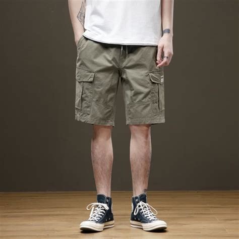 Short Cargo Homme En Coton Coupe Droite Bermuda Ete Multipoches Taille