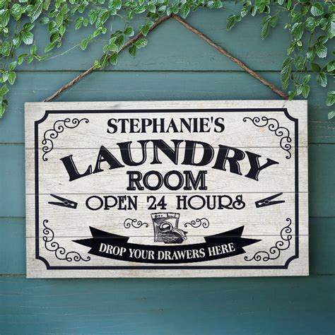 Laundry Room Drop Your Drawers Personalized Custom Wood Rectangle Si