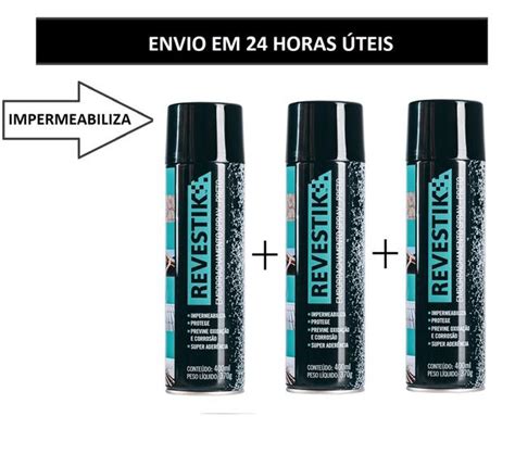 Kit 3x Spray Revestik Borracha Liquida Preta Impermeabilizante