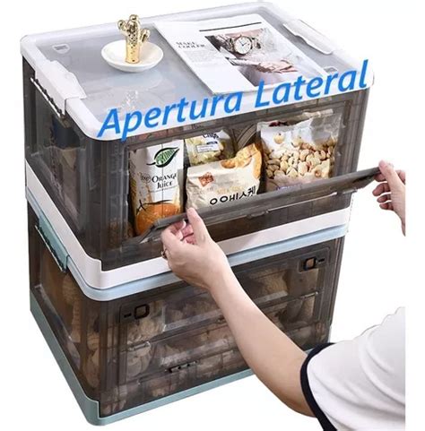 Caja Acrilica De Apertura Lateral Apilable Con Ruedas Grande En Venta