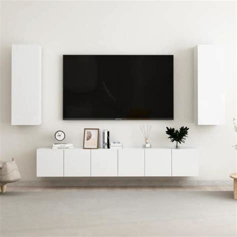 Ensemble De Meubles Tv Pcs Blanc Brillant Agglom R Bet