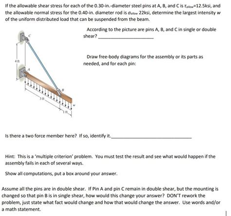 Solved If the allowable shear stress for each of the | Chegg.com 