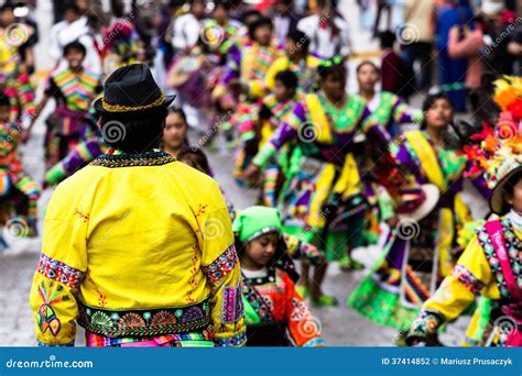 Peruvian Dancers At The Parade In Cusco Editorial Photography Image