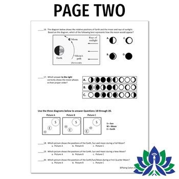 Moon Phases Quiz Or Test Assessment Ngss Ms Ess By Flying Colors Science