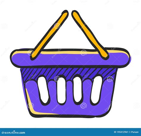 Icono De La Cesta De Compras En El Dibujo De Color Ilustraci N Del