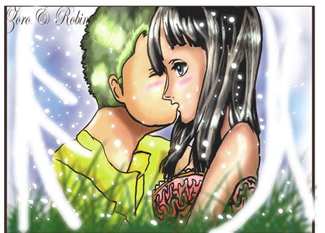 cute kisse zoro and robin by bellesisi on DeviantArt