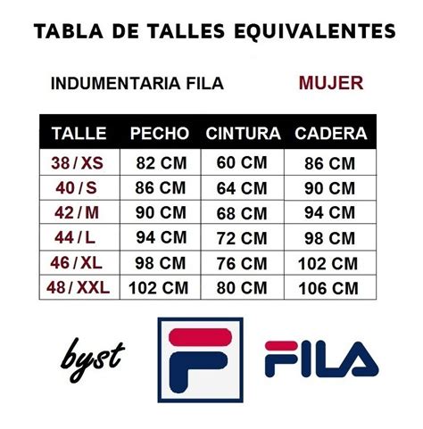 Venta Guia De Tallas Fila En Stock