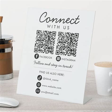 Connect With Us Qr Code Social Media Follow Us Pedestal Sign Zazzle