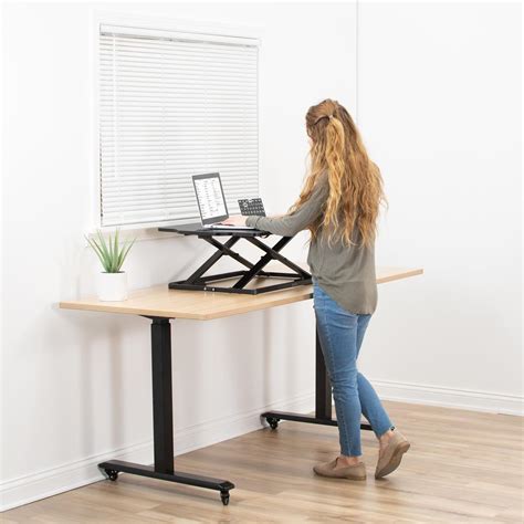 Vivo Black Single Top Height Adjustable Inch Standing Desk Converter