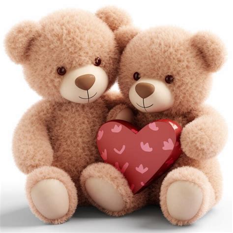 Premium Photo Cute Teddy Bears Holding A Heart On White Background