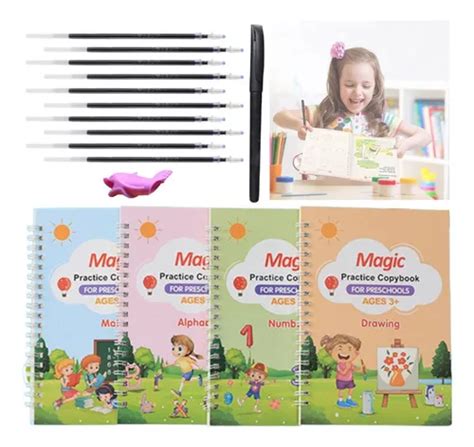 Cuadernos De Caligraf A Reutilizables Magicos Kit De Pzs Meses Sin