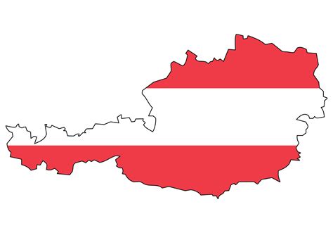 Austria map with flag - outline of a state with a national flag, white ...