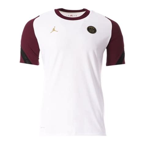 Maillot Psg Blanc Homme Jordan Vaporknit 2020 21 Nike Coupe Ajustée Col Rond Manches