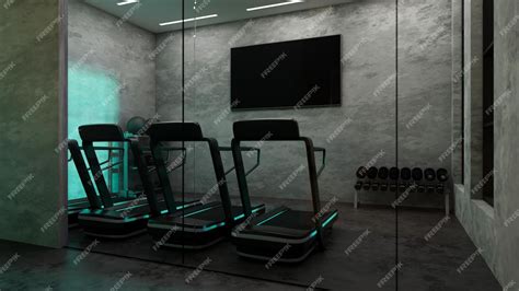 Premium Photo | Modern dark fitness gym sport training center interior ...