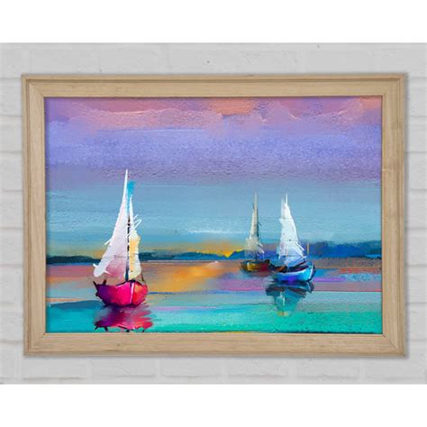 Longshore Tides Turquoise Watercolour Boats Single Picture Frame Art