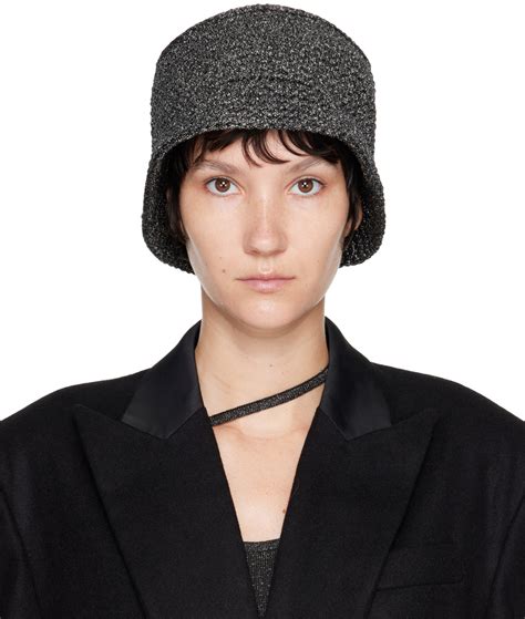 Buy Jw Anderson Black Silver Logo Bucket Hat Silver At Off