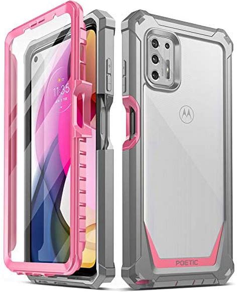 Poetic Guardian Case For Moto G Stylus 2021 Clear Case With Built In Screen Protector Pink