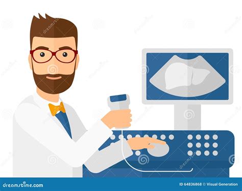 Male ultrasound specialist stock vector. Illustration of equipment - 64836868