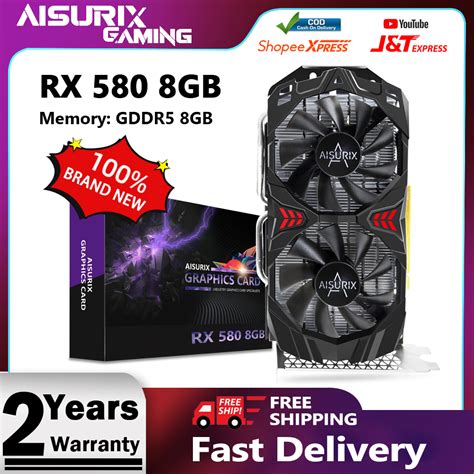 AISURIX RX 580 8GB New Graphics Card Desktop Computer GPU GDDR5 AMD