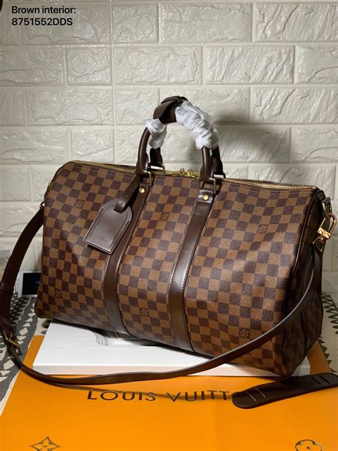 Louis Vuitton Lv Keepall Carry On Duffel Travel Luggage Bag Damier Ebene Brown Interio Louis