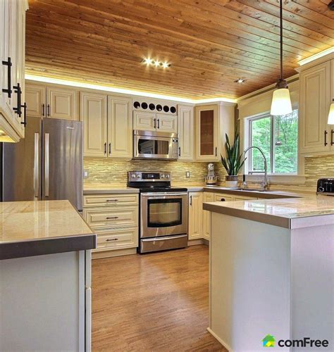 Love This Kitchen This Wooden Ceiling Is So Beautiful White Those