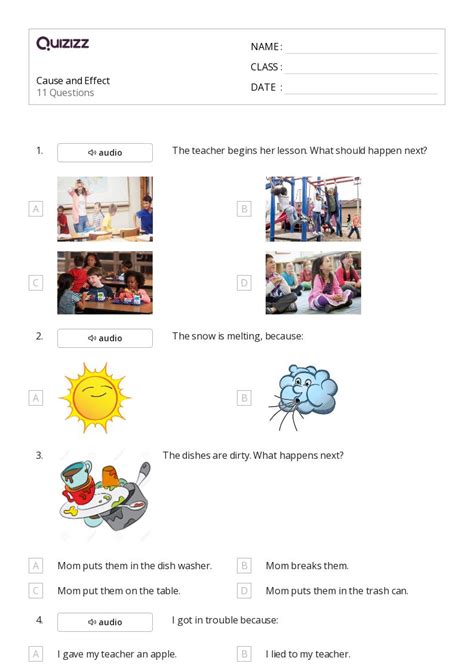 50+ Cause and Effect worksheets for 5th Grade on Quizizz | Free & Printable