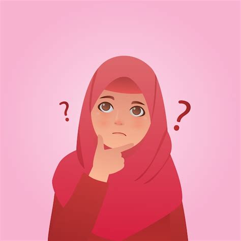 Ilustra O De Retrato Confuso Garota Hijab Vetor Premium