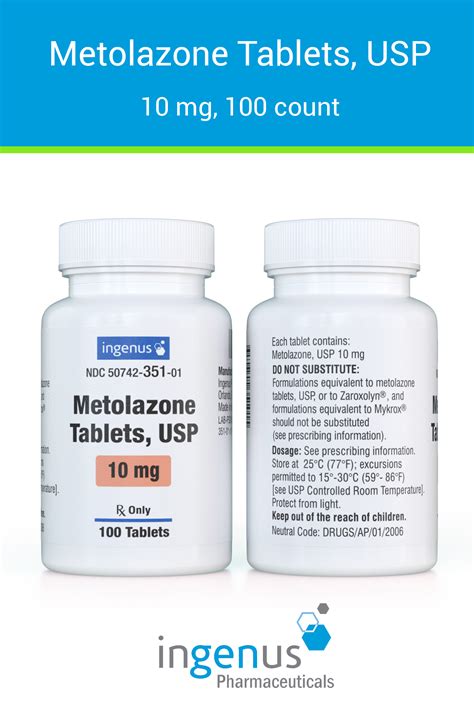 Metolazone Tablets USP Ingenus Pharmaceutical