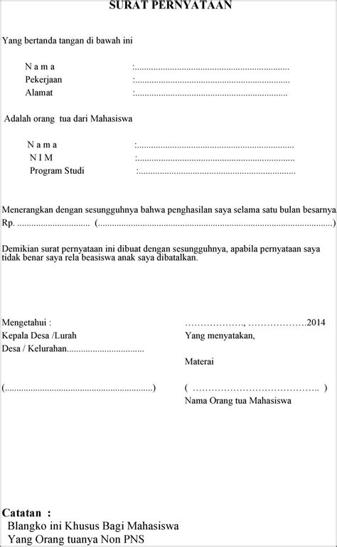 Contoh Surat Pernyataan Bukti Penghasilan Orang Tua Dari Rt Surat Lamaran Kerja Desain